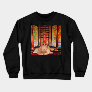 Eckhart Tolle Zen Master Cat Laying In A Chinese Style Temple Crewneck Sweatshirt